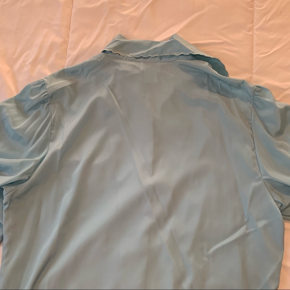 Tiffany Blue Tan F Jay Pearl Button Up Shirt Size 14 View 6